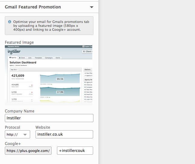 Instiller Google Promotions Tab