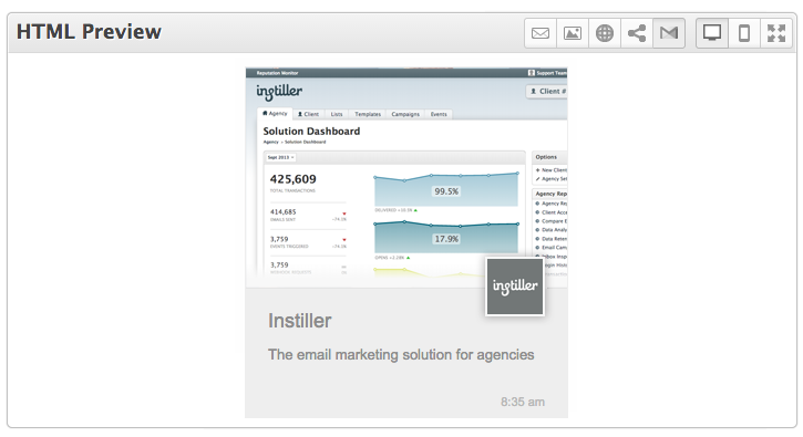 Gmail promotion preview in Instiller